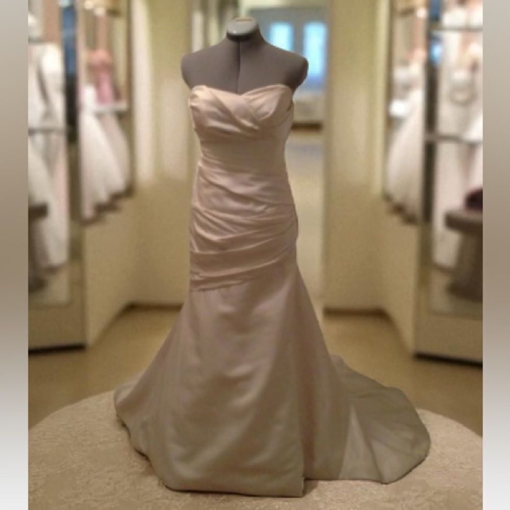 Watters Elegant Strapless Cream Evening Gown size 8